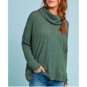 Anthropologie Green Lassen Cowl Neck Sweater